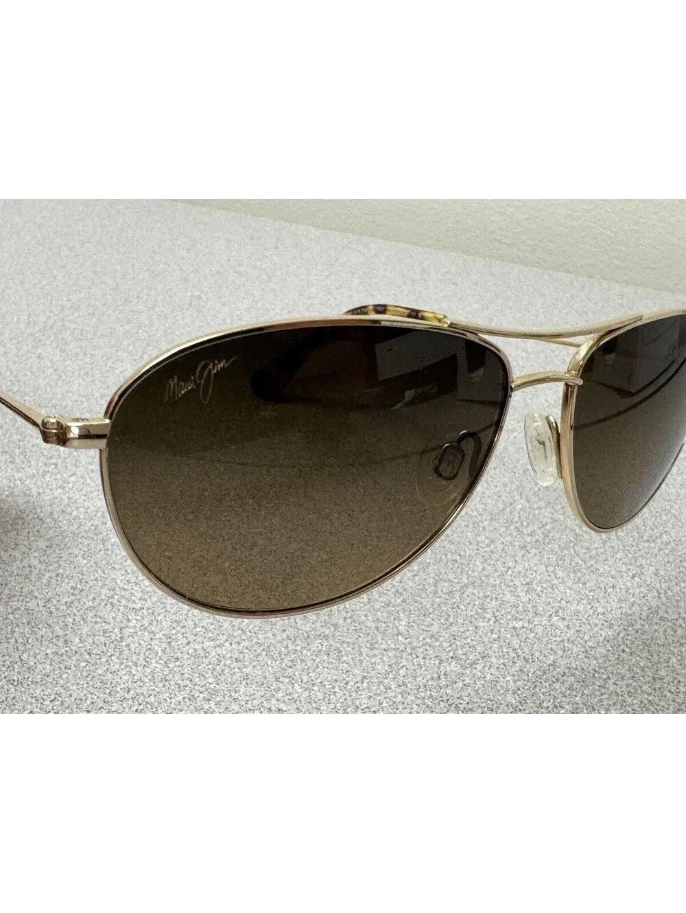 Maui Jim Baby Beach MP-SG Aviator Sunglasses Gold Titanium, Polarized Lens *READ